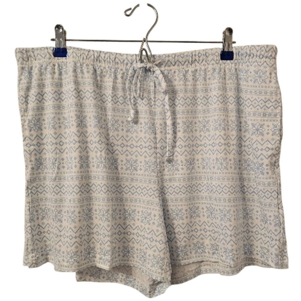 White and Blue Martha Stewart Women's Printed Pajama Shorts